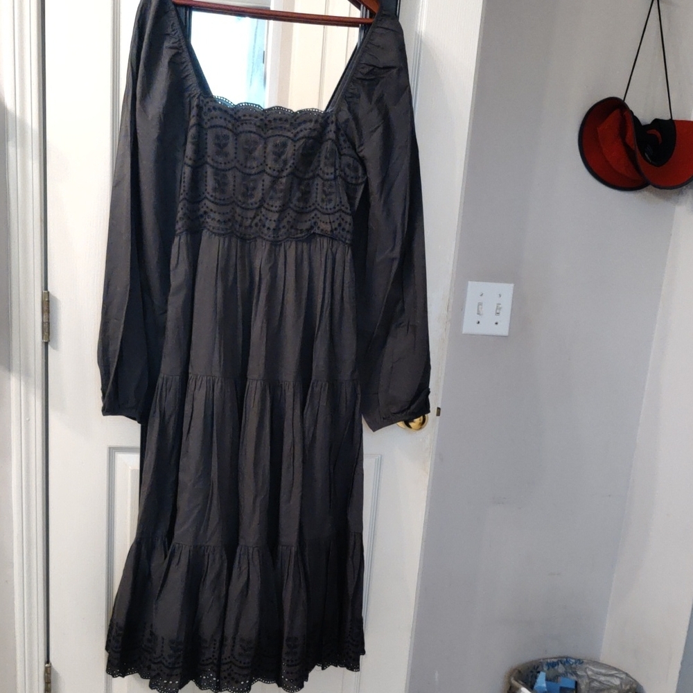 NWOT American Eagle Outfitters Dusty Black Long Sleeve Medieval/Goth Midi Dress